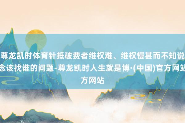 尊龙凯时体育针抵破费者维权难、维权慢甚而不知说念该找谁的问题-尊龙凯时人生就是博·(中国)官方网站
