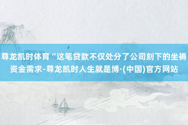 尊龙凯时体育“这笔贷款不仅处分了公司刻下的坐褥资金需求-尊龙凯时人生就是博·(中国)官方网站