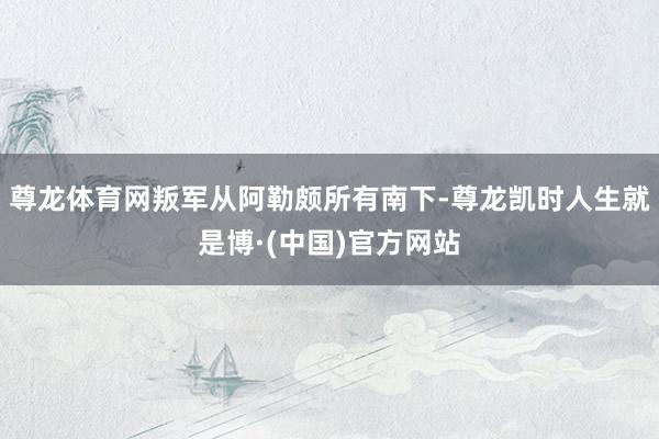尊龙体育网叛军从阿勒颇所有南下-尊龙凯时人生就是博·(中国)官方网站