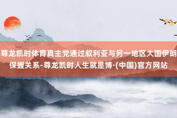 尊龙凯时体育真主党通过叙利亚与另一地区大国伊朗保握关系-尊龙凯时人生就是博·(中国)官方网站