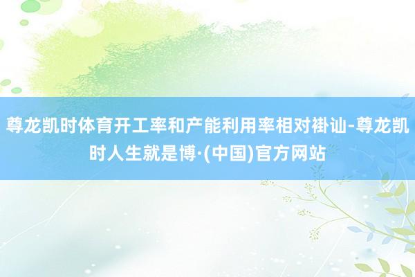 尊龙凯时体育开工率和产能利用率相对褂讪-尊龙凯时人生就是博·(中国)官方网站