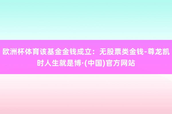 欧洲杯体育该基金金钱成立：无股票类金钱-尊龙凯时人生就是博·(中国)官方网站