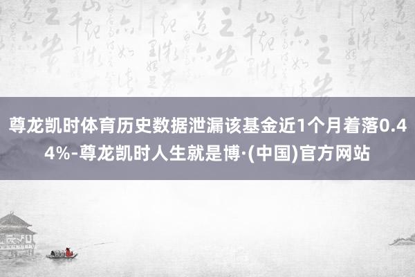 尊龙凯时体育历史数据泄漏该基金近1个月着落0.44%-尊龙凯时人生就是博·(中国)官方网站