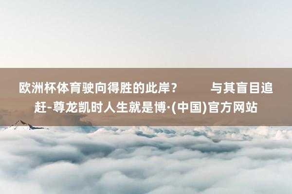 欧洲杯体育驶向得胜的此岸？        与其盲目追赶-尊龙凯时人生就是博·(中国)官方网站