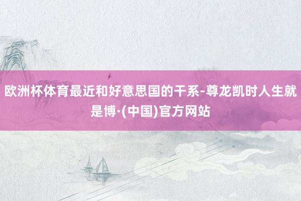 欧洲杯体育最近和好意思国的干系-尊龙凯时人生就是博·(中国)官方网站