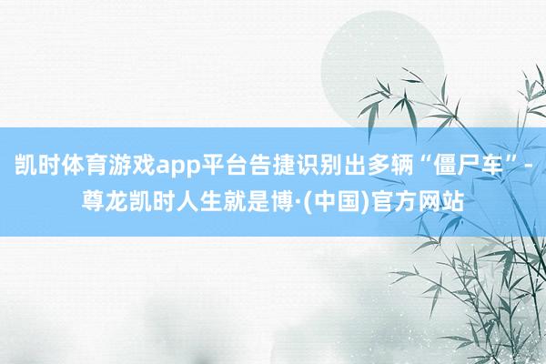 凯时体育游戏app平台告捷识别出多辆“僵尸车”-尊龙凯时人生就是博·(中国)官方网站