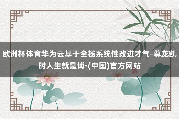 欧洲杯体育华为云基于全栈系统性改进才气-尊龙凯时人生就是博·(中国)官方网站